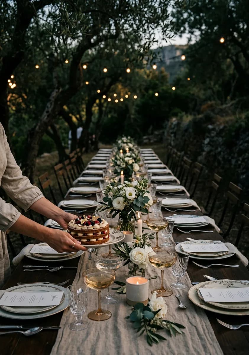 A formal dinner table set for a celebration.