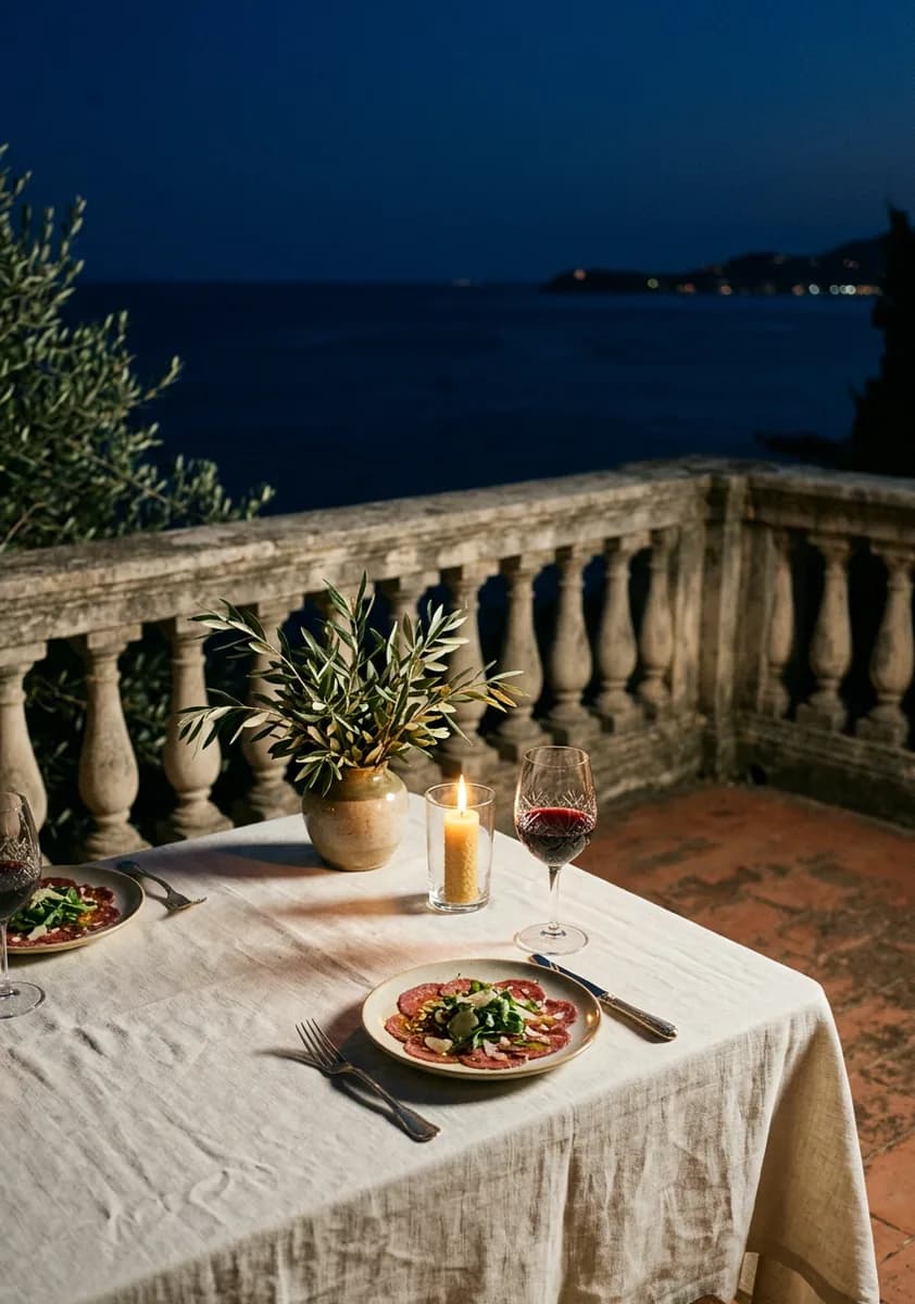 A long dining table set for a private dinner.
